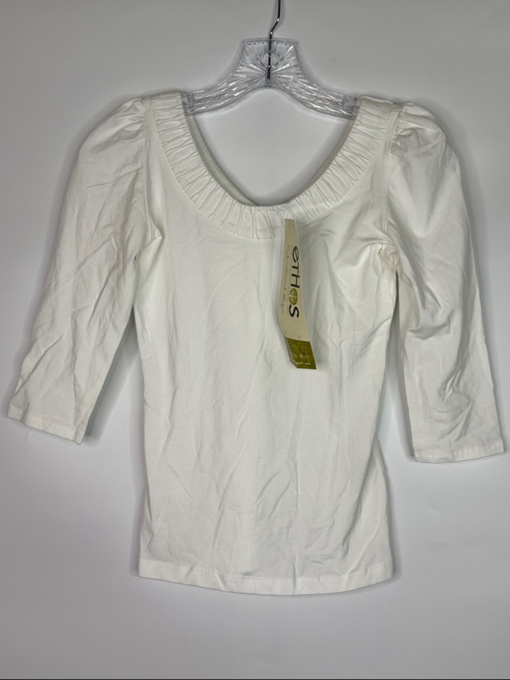 Ethos Paris White 1/2 Sleeve Blouse Size XS NWT